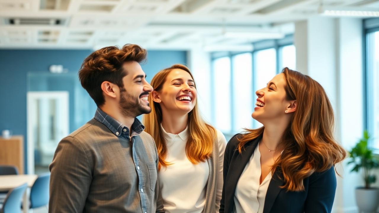 Confident young professionals smiling together
