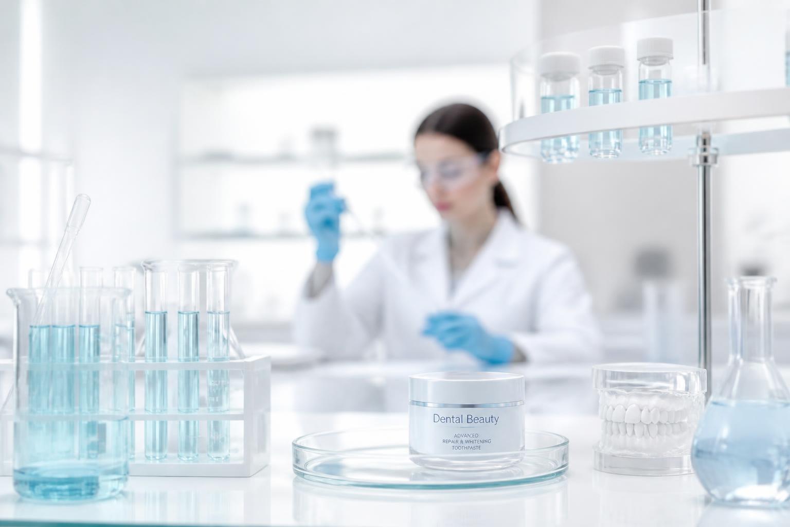 Gliteeth formulations being tested in a dental science laboratory